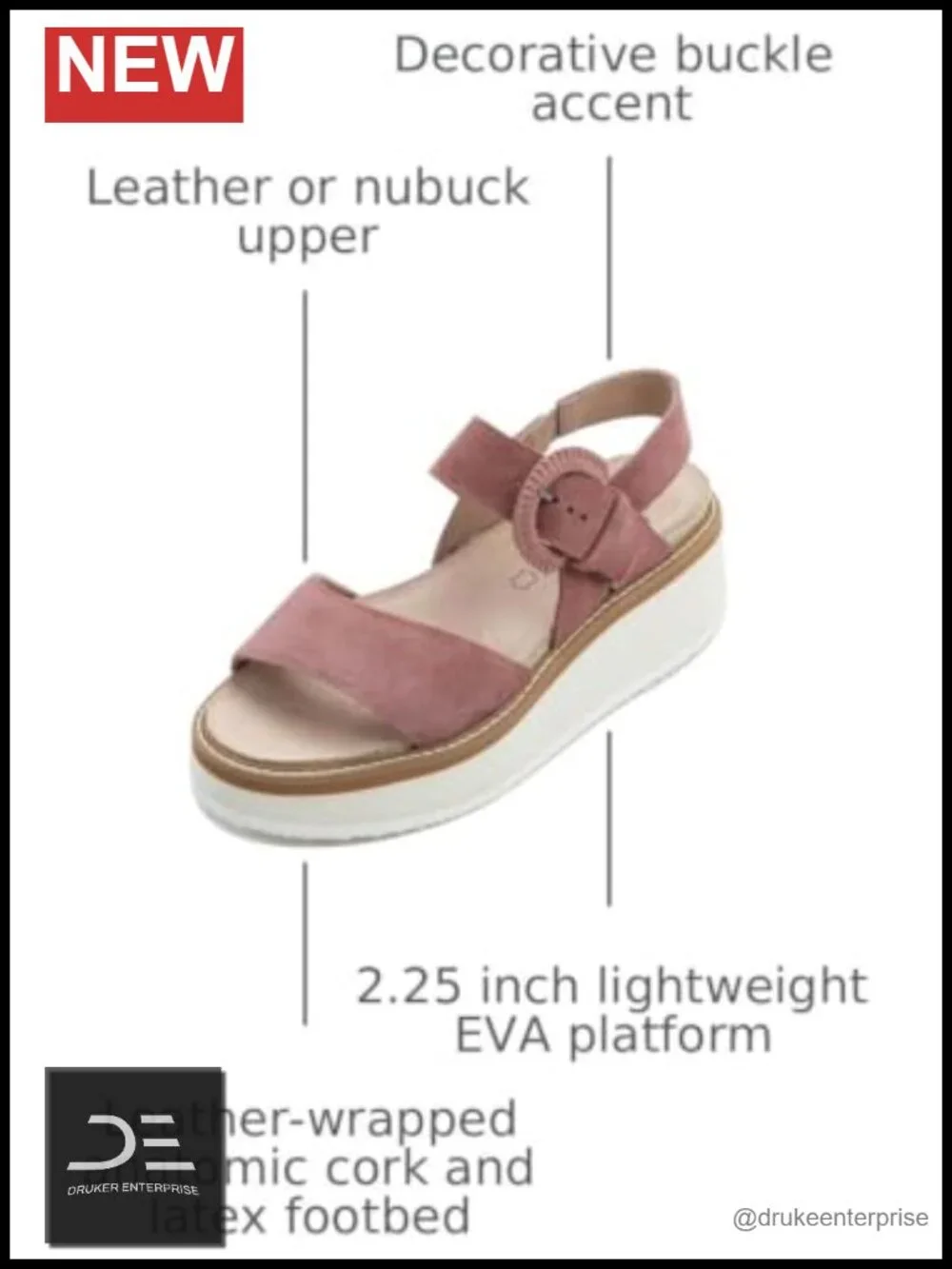 Leather Platform Wedge Sandals with Adjustable Buckle Sandal
